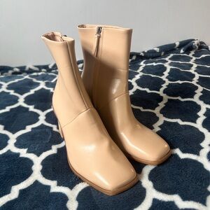 Square Toe Tan Ankle Boots Size 9